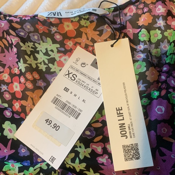 New Zara floral print draped dress size XS - Picture 3 of 6